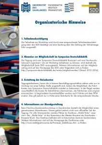 Organisatorische Hinweise zum SDD Nachwuchsnetzwerkworkshop 2014