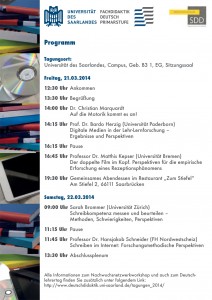 Programm des SDD Nachwuchsnetzwerkworkshops 2014